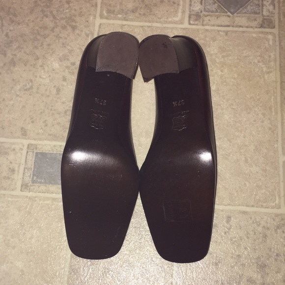 Brown leather square toe pump size 37.5 7.5 - Picture 4 of 6